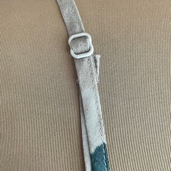 Talbots Teal Cream Gray Watercolor Marbled Print Cami Tank Sz 12 Layering Piece - Picture 5 of 7